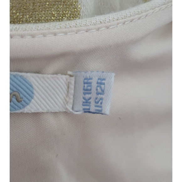 Boden Polka Dot Jacquard Dress US 12R Cream Gold Knit Holiday Party Knee Length - Picture 12 of 14